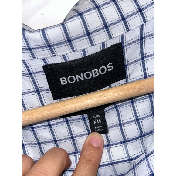 Bonobos Mens Long Sleeve Blue Checkered Button-Up Shirt Long XXL - Picture 4 of 9